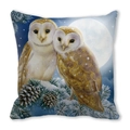 Fodera per cuscino quadrata con due barbagianni in una notte d'inverno innevata - 45x45 cm / Gufo della Notte d'Inverno (Stile 3)