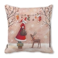 Detail of Christmas pillowcase with hand-drawn Santa and reindeer on peach skin fabric - Santa and Reindeer Style (13)