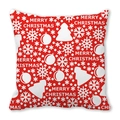 Christmas peach skin pillowcase with red snowflakes and Merry Christmas lettering - Red White Classic Blessing Style (40)