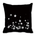 Close-up of black square pillowcase featuring white star prints and soft peach skin texture - Style 1 - Black Scattered Stars