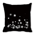 Detail of soft black pillowcase with scattered white and grey star patterns on peach skin fabric - Style 4 - Black Bottom Half Stars
