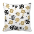 Fodera per cuscino natalizio con fiocchi di neve oro e neri in velluto pelle di pesca - 45x45 cm / Stile 13 - Fiocchi di Neve Oro Nero Grigio