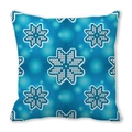Fodera per cuscino blu con motivo fiocco di neve e trama a maglia in morbida microfibra - 45x45 cm / Stile 14 - Fiocchi di Neve Texture Maglia Blu Brillante