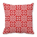 Dettaglio federa natalizia rossa con motivo a fiocco di neve in morbido tessuto pelle di pesca - 45x45 cm / Stile 15 - Geometrico Pixel Rosso Bianco