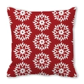 Dettaglio del copricuscino rosso con stampa a fiocco di neve e cuciture di alta qualità - 45x45 cm / Stile 17 - Fiocchi di Neve Geometrici Rosso Cinese