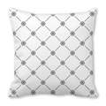 Dettaglio del motivo geometrico a stelle nere sulla federa bianca in pelle di pesca - 45x45 cm / Stile 9 - Stelle a Rombo Bianco Nero