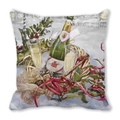 Detailed view of Christmas deer series cushion cover with festive champagne and holly print - Christmas Champagne Celebration Style (27)