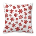 Dettaglio macro della stampa a fiocco di neve rosso su fodera per cuscino natalizio - 45x45 cm / Stile 39 - Ombra di Fiocco di Neve Rosso Bianco
