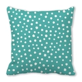 Dettaglio copricuscino verde acqua a pois bianchi in morbido tessuto pelle di pesca - 45x45 cm / Stile 34 - Pois Turchese