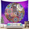 Sterrenhemel mandala wandtapijt met kleurrijke bohemien patronen voor de muur - Donkerpaars Collage Mandala (12)