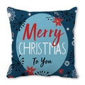 Detail of Merry Christmas pillowcase featuring navy blue peach skin and floral patterns - Navy Blue Merry Christmas Floral (3)