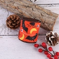 Halloween ribbon with spider and bat print on orange fabric for festive gift wrapping - Bat Style / Orange