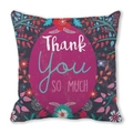 Detail of Thank You So Much square pillowcase with vintage floral design and soft peach skin texture - Dark Thank You SO MUCH (15) / 18x18 Inch