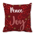 Macro detail of red Merry Christmas pillowcase with Peace & Joy print and festive decor - Red Peace and Joy (5) / 18x18 Inch
