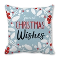 Detail showing Christmas pillowcase fabric with red berries and Special Christmas Wishes print - Light Blue Special Christmas Wishes (6) / 18x18 Inch