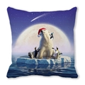 Christmas polar bear and penguins on ice cushion cover made of soft peach skin fabric - 18x18 Inch / Polar Bear and Penguins (Style 9)
