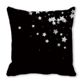 Square black decorative pillowcase with white and grey star patterns on peach skin fabric - Style 3 - Black Top Right Stars
