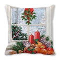 Christmas peach skin pillowcase featuring winter candles and pine cone oil painting art - Christmas Candles and Pinecones Style (6)