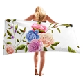 Floral microfiber beach towel with elegant pink and blue roses for summer vacation - Pink And Blue Rose On White Style (9)