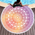 Asciugamano rotondo mandala con sfumatura arancione viola e frange bianche - Stile Mandala Sfumato Arancione Caldo Viola (10)