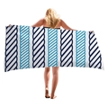 Blue and white nautical striped oversized beach towel with thick rope pattern design - Blue White Rope Texture / 150x75cm