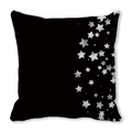 Square black pillowcase with silver star print on peach skin fabric for home decor - Style 2 - Black Dense Starscape