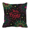 Black Merry and Bright Christmas pillowcase with colorful snowflakes and stars - Black Colorful Snowflake (32) / 18x18 Inch