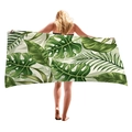 Thick beach towel with vibrant tropical green leaves palm and monstera pattern print - Mixed Tropical Greenery (4)
