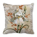 Floral peach skin pillowcase with white iris and orange berry botanical pattern - Retro Pastoral White Iris