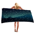 Starry night sky beach towel with mountain silhouette and forest pattern design - Mountain Forest Starry Sky (3)