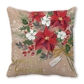 Detailopname van vintage kerststerprint op perzikhuidweefsel van de kussensloop - Vintage Bloemig Season's Greetings (5)