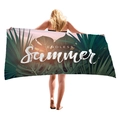 Tropical beach towel with green palm leaves and Endless Summer text on orange background - Endless Summer Gradient Style (4)