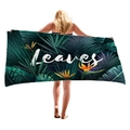 Tropical beach towel with green palm leaves and bird of paradise flower print - Jungle Bird of Paradise Style (10)