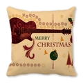 Peach skin velvet pillowcase with red electric guitar and Merry Christmas print - Dark Red Electric Guitar Festive Elements (24)