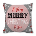 Merry Christmas cushion cover with pink circular festive print on a grey snowflake background - Grey Merry Christmas Berry (4)
