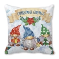Square Christmas gnome pillowcase featuring three colorful gnomes on peach skin fabric - 18x18 Inch / Christmas Gnomes (Style 18)