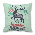 Housse de coussin Noël vert menthe avec silhouette de renne et texte festif - 45x45cm / Silhouette de Renne (14)
