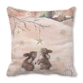 Winter pillow case featuring two small rabbits in a snowy Christmas scene - Two Rabbits in Snow Style (9)