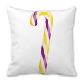 Detailed view of white peach skin cushion cover with modern purple candy cane print - Striped Candy Cane Style (4) / 45x45cm