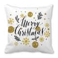 White Christmas pillowcase with gold snowflakes and Merry Christmas lettering design - Gold Dust Snowflake Fir Branch (14) / 18x18 Inch