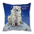 Christmas polar bear cushion cover with festive light pattern on soft peach skin fabric - 18x18 Inch / Polar Bear with Christmas Lights (Style 19)