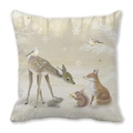 Christmas deer and forest animals printed on high-density peach skin velvet pillowcase - Winter Forest Animals Scene Style (10)