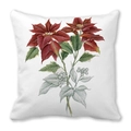 Macro detail of Christmas peach skin pillowcase with red poinsettia floral print - 18x18 Inch / Red Poinsettia Floral Style (32)
