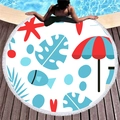 Asciugamano rotondo da spiaggia con frange e stelle marine vicino alla piscina - Monstera Stella Marina Bianca