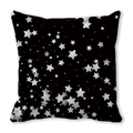 Federa per cuscino nera con motivo a stelle bianche in morbido tessuto pelle di pesca - 45x45 cm / Stile 8 - Contrasto Paesaggio Stellato Nero