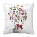 Close-up of high-density microfiber pillowcase featuring creative Christmas tree illustration - 18x18 Inch / Hand-painted Branch Christmas Tree (30)