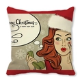 Close-up of Santa Claus pop art print on pillow cover with Christmas greetings text - 18x18 Inch / Style 3