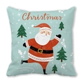 Detail of Christmas Santa Claus illustration on light blue peach skin pillow cover - 18x18 Inch / 15