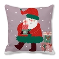 Detail of Santa Claus print on soft purple peach skin fabric cushion cover - 18x18 Inch / 5