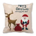Detail of Christmas pillowcase with Santa Claus, reindeer and Merry Christmas print - 18x18 Inch / 6